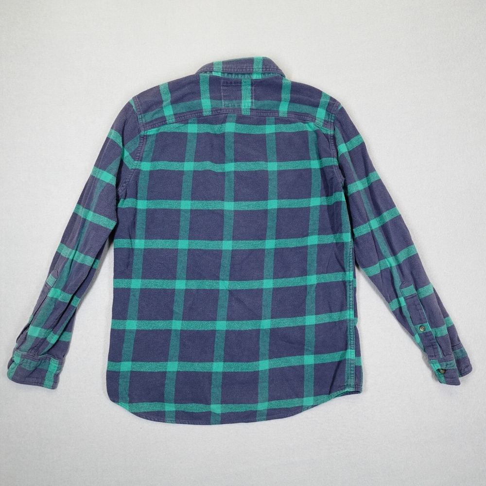 Hollister Flannel Shirt Mens Small Blue Green Plaid Long Sleeve Button Down - Picture 2 of 8